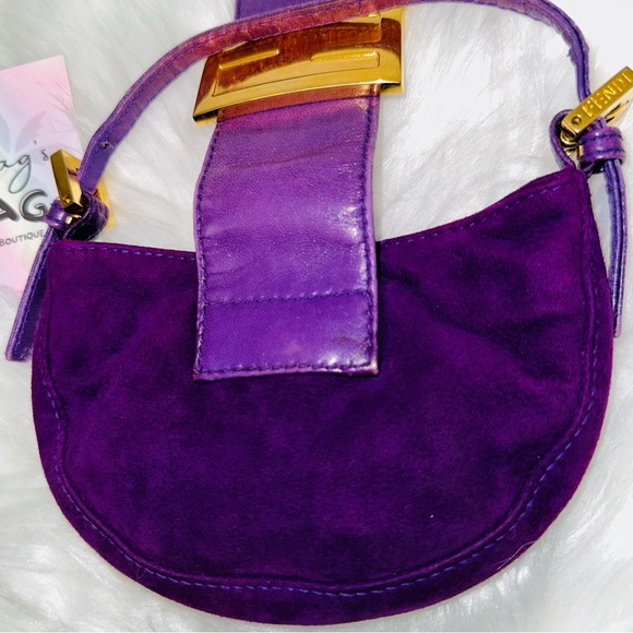 Fendi: Suede Logo FF Mini Tote Bag - Picture 5 of 16